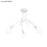 Contemporary Ceiling Light Fixture For Living Room - Spacious Semi Flush Mount With Stylish Metal