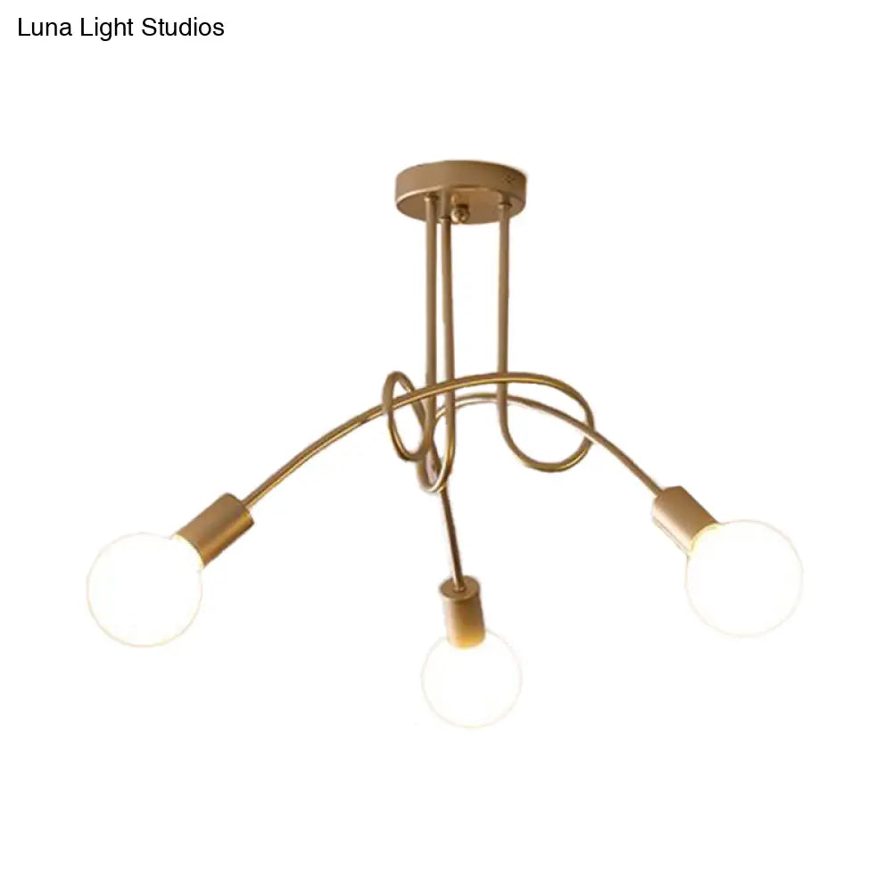 Contemporary Ceiling Light Fixture For Living Room - Spacious Semi Flush Mount With Stylish Metal