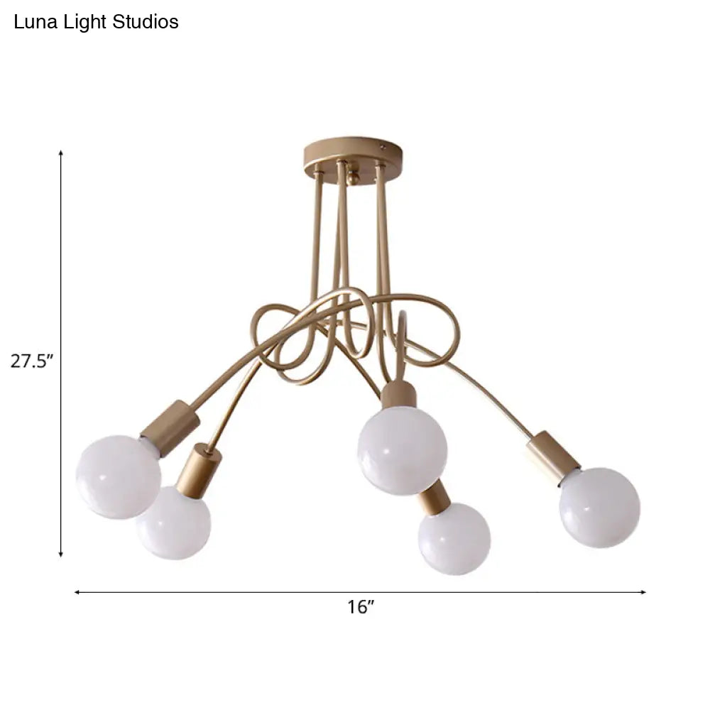 Contemporary Ceiling Light Fixture For Living Room - Spacious Semi Flush Mount With Stylish Metal
