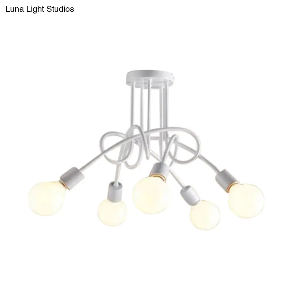 Contemporary Ceiling Light Fixture For Living Room - Spacious Semi Flush Mount With Stylish Metal