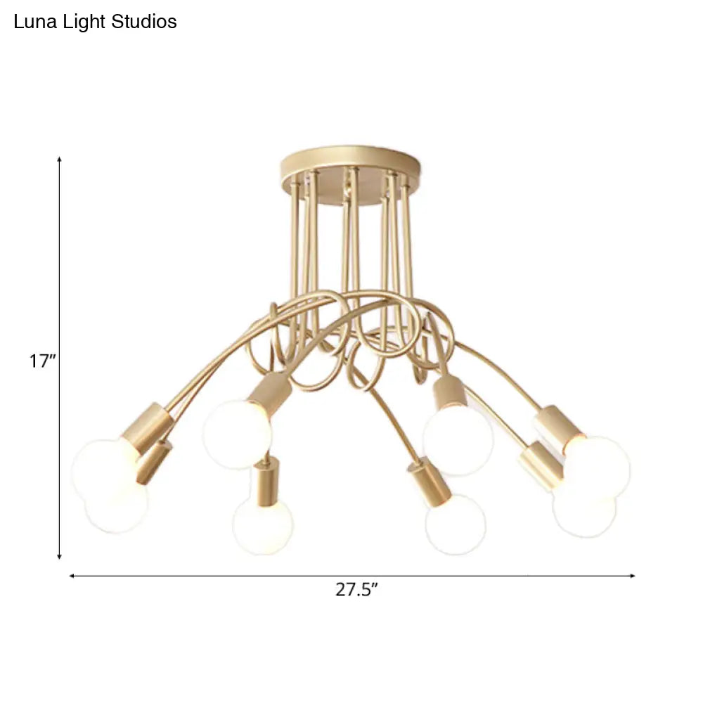 Contemporary Ceiling Light Fixture For Living Room - Spacious Semi Flush Mount With Stylish Metal