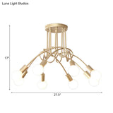 Contemporary Ceiling Light Fixture For Living Room - Spacious Semi Flush Mount With Stylish Metal