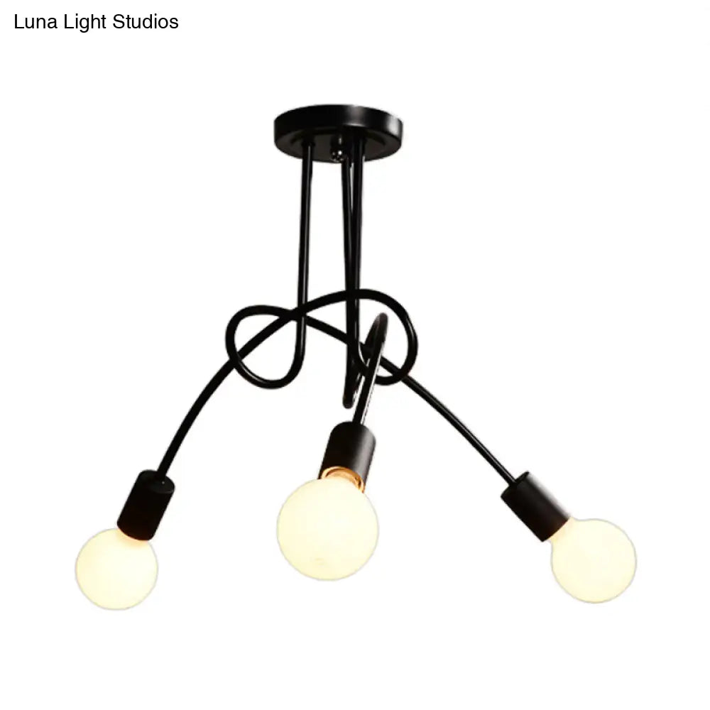 Contemporary Ceiling Light Fixture For Living Room - Spacious Semi Flush Mount With Stylish Metal