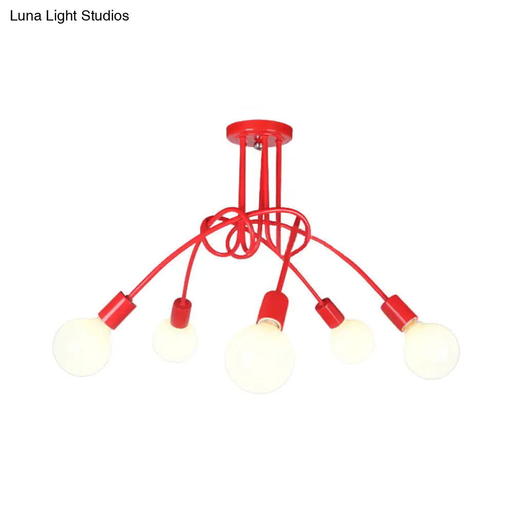 Contemporary Ceiling Light Fixture For Living Room - Spacious Semi Flush Mount With Stylish Metal