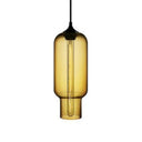Contemporary Ceiling Pendant Light With Colorful Bottle Glass Shade - 1 Hanging Fixture Amber