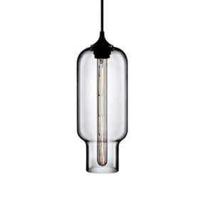 Contemporary Ceiling Pendant Light With Colorful Bottle Glass Shade - 1 Hanging Fixture Smoke Gray