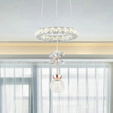 Contemporary Chandelier Pendant Light With Crystal Shade - Modern Chrome Circle/Gear Design (1/3/5