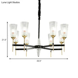 Contemporary Chandelier With Crystal Shade - Elegant Brass Pendant Fixture 6/8/12 Lights