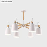 Contemporary Chandelier With Trapezoid Metal Shade - 6 Lights Stylish Hanging Light For Foyers