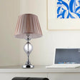 Contemporary Chrome Desk Lamp With Cone Shade And Crystal Table Light - Small Fabric Bulb