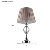 Contemporary Chrome Desk Lamp With Cone Shade And Crystal Table Light - Small Fabric Bulb