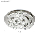 Contemporary Chrome Flush Light With Clear Crystal Moon And Star Design - Led Close To Ceiling Lamp