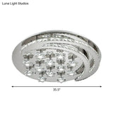Contemporary Chrome Flush Light With Clear Crystal Moon And Star Design - Led Close To Ceiling Lamp