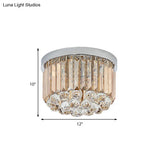 Contemporary Chrome Flush Mount Ceiling Light With Rectangular-Cut Design Available In 2/4/6 Lights