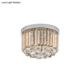 Contemporary Chrome Flush Mount Ceiling Light With Rectangular-Cut Design Available In 2/4/6 Lights