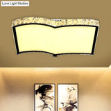 Contemporary Chrome Led Flush Mount Ceiling Lamp: Book - Shape Design Crystal Cut Ideal For Study