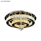 Contemporary Chrome Led Flush Mount Ceiling Light With Cut Crystal Ring And Star Design -