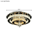 Contemporary Chrome Led Flush Mount Ceiling Light With Cut Crystal Ring And Star Design -