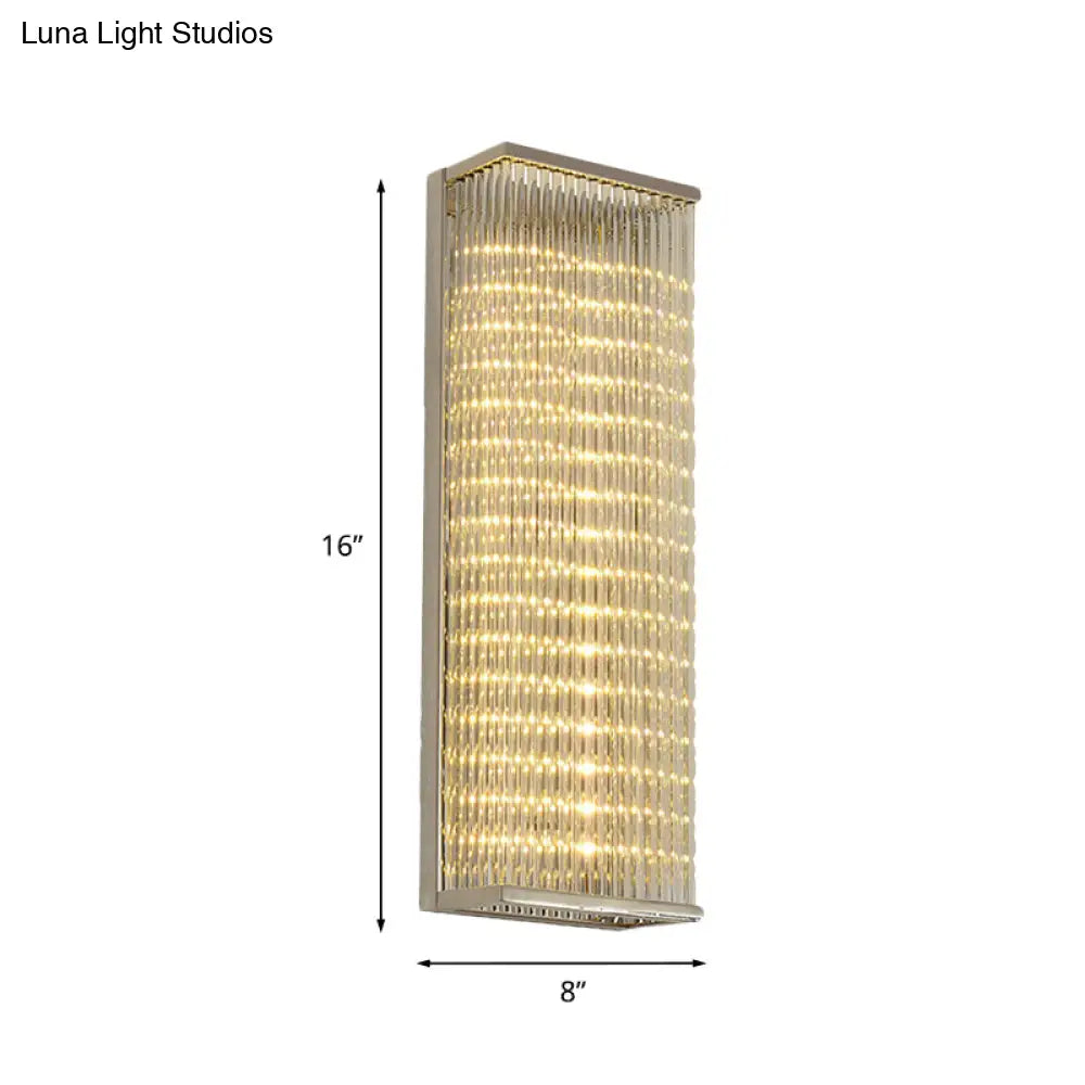 Contemporary Chrome Led Wall Sconce: Clear Glass Bar Mount Light