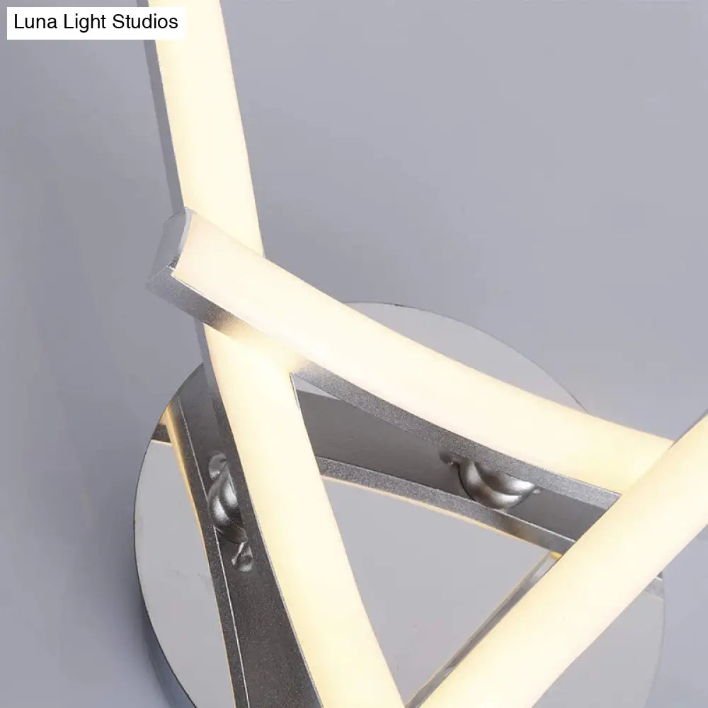 Contemporary Chrome Metal Led Semi Mount Close To Ceiling Lighting For Living Room