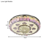 Contemporary Chrome Round Led Ceiling Light With Patterned Glass Flush Mount 19.5’/23.5’ Wide