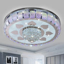 Contemporary Chrome Round Led Ceiling Light With Patterned Glass Flush Mount 19.5’/23.5’ Wide /