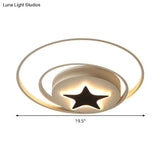 Contemporary Circle Acrylic Ceiling Fixture - Black/White Led Flush Mount 16’/19.5’ Wide White