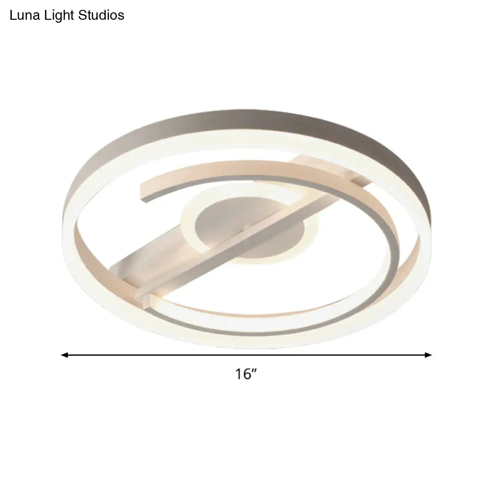 Contemporary Circle Acrylic Ceiling Mounted Led Flush Light - 16’/19.5’ Wide Black/White