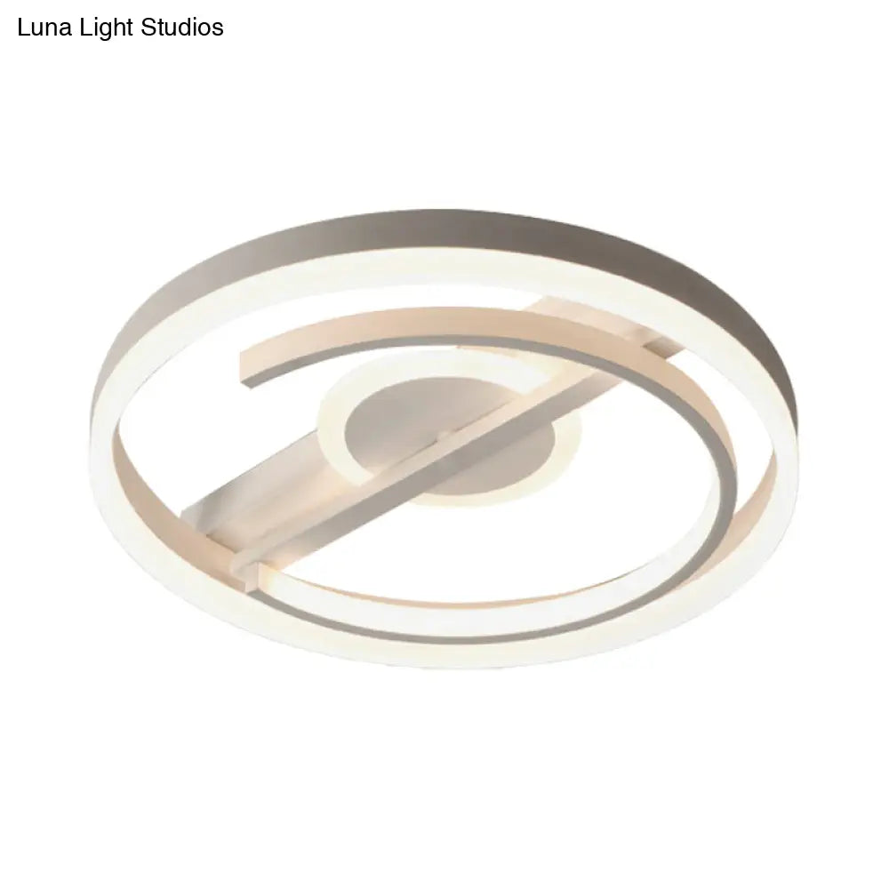 Contemporary Circle Acrylic Ceiling Mounted Led Flush Light - 16’/19.5’ Wide Black/White