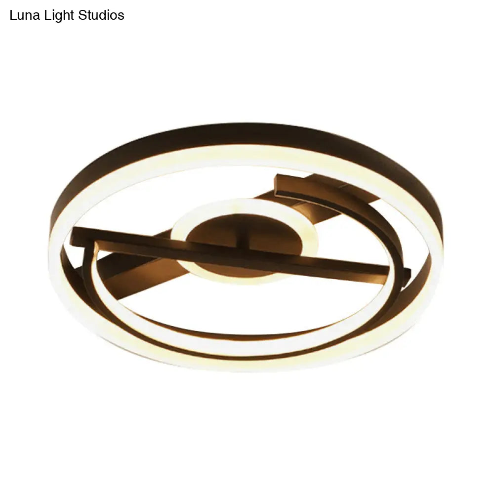 Contemporary Circle Acrylic Ceiling Mounted Led Flush Light - 16’/19.5’ Wide Black/White