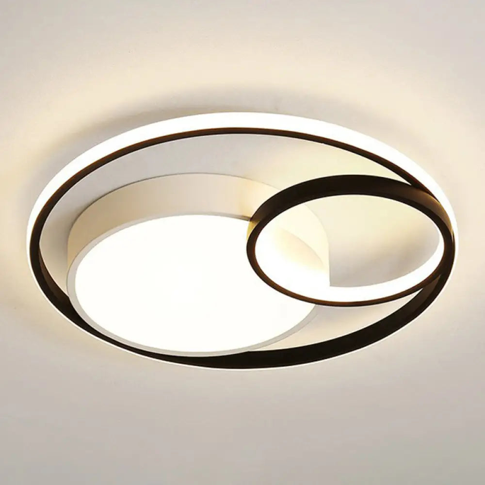Contemporary Circle Acrylic Led Ceiling Light For Study Room Black / Remote Control Stepless Dimming