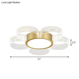 Contemporary Circle Ceiling Light: Acrylic 3/4/5 Bulbs Flush Mount Gold Finish