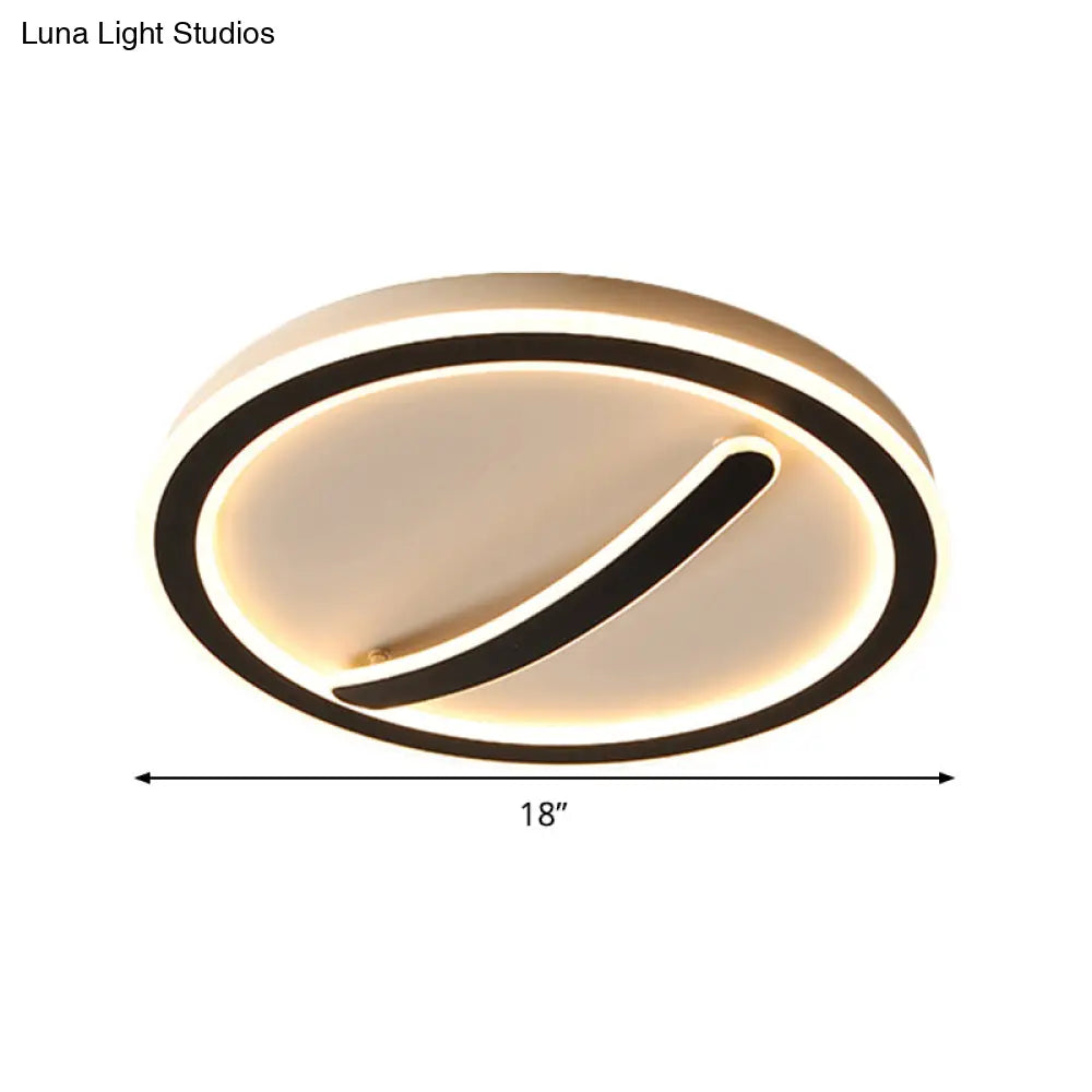Contemporary Circular Ceiling Mount Light - 18’/20.5’ Wide Acrylic Gold/Black & White Led Flush