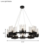 Contemporary Circular Iron Chandelier Lamp With Crystal Tube - 6/8 Lights Ceiling Light Fixture In