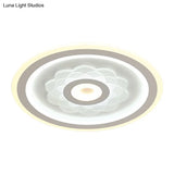 Contemporary Circular Led Ceiling Light Fixture With White Acrylic Flushmount And Elegant Flower