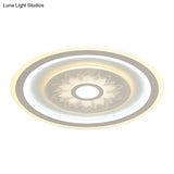 Contemporary Circular Led Ceiling Light Fixture With White Acrylic Flushmount And Elegant Flower