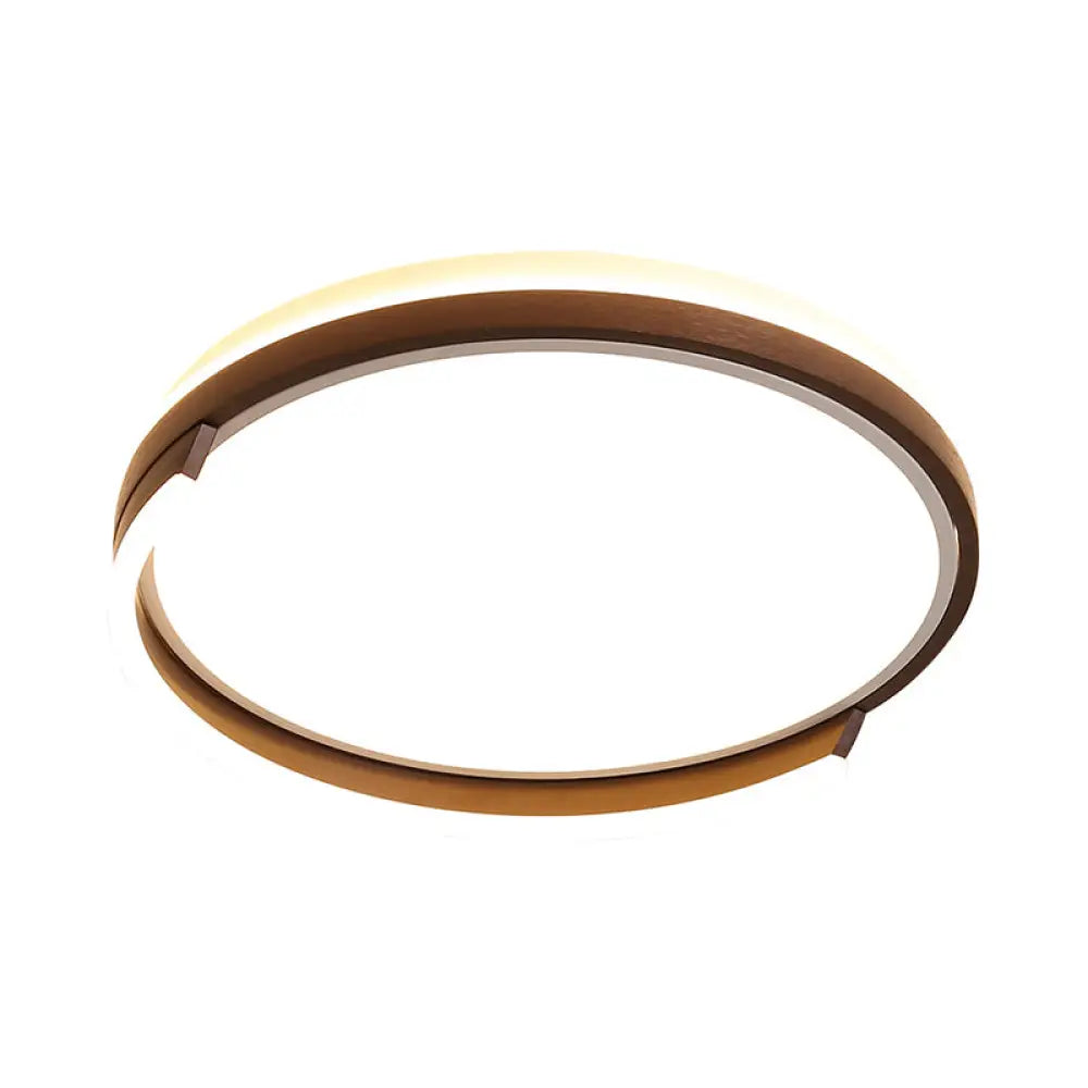 Contemporary Circular Metal Flush Mount Lamp - Coffee 16/19.5 Wide Led Ceiling Lighting White/3