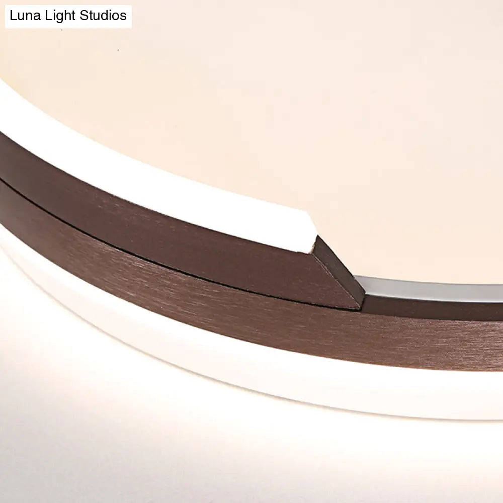 Contemporary Circular Metal Flush Mount Lamp - Coffee 16’/19.5’ Wide Led Ceiling Lighting