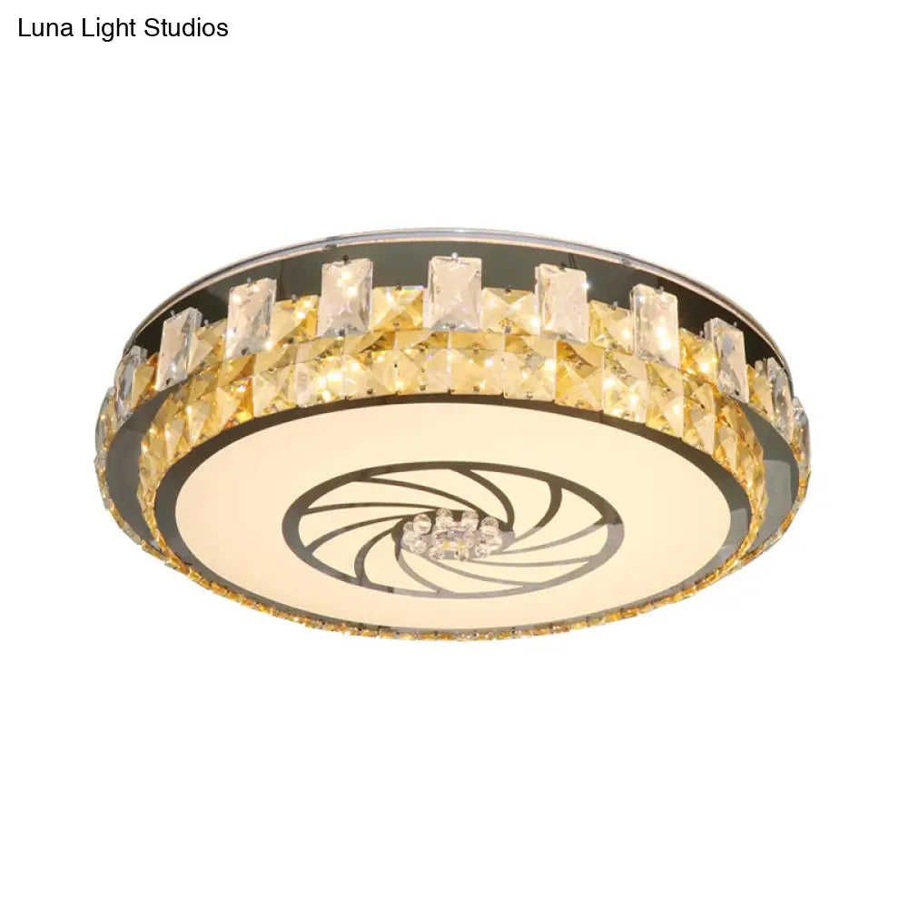 Contemporary Clear Crystal Blocks Led Ceiling Mount Light Fixture With Windmill Pattern