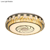 Contemporary Clear Crystal Blocks Led Ceiling Mount Light Fixture With Windmill Pattern