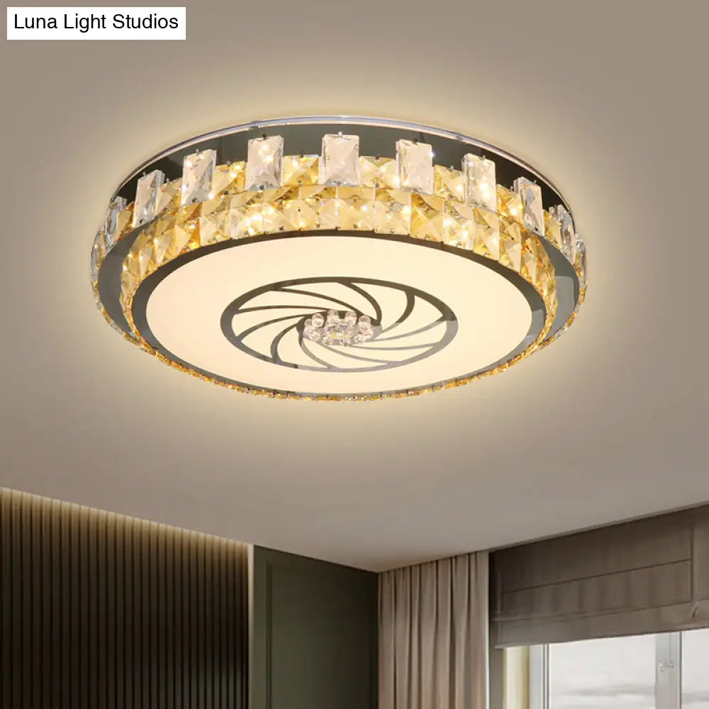 Contemporary Clear Crystal Blocks Led Ceiling Mount Light Fixture With Windmill Pattern