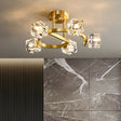 Contemporary Clear Crystal Ceiling Fixture With Semi - Flush Light 5/7 Heads In Gold 5 /