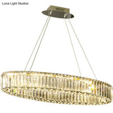 Contemporary Clear Crystal Prism Hanging Lamp For Dining Table - Island Light With K9 Crystals