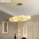 Contemporary Clear Crystal Prism Hanging Lamp For Dining Table - Island Light With K9 Crystals