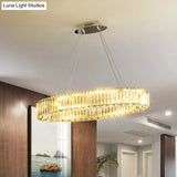 Contemporary Clear Crystal Prism Hanging Lamp For Dining Table - Island Light With K9 Crystals
