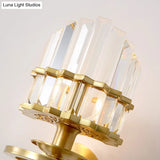 Contemporary Clear Crystal Prism Wall Lamp With Brass Backplate - 1 Light Fixture