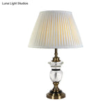 Contemporary Clear Crystal Reading Lamp With Curvy Fabric Task Lighting In White