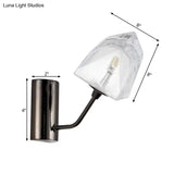 Contemporary Clear Glass Faceted Wall Sconce - 1/2-Light W/Bk/Gd Finish Ideal For Stairway