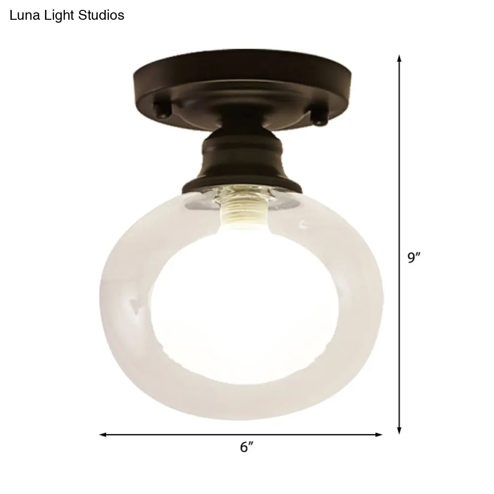 Contemporary Clear Glass Flush Mount Ceiling Light For Bedroom