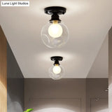Contemporary Clear Glass Flush Mount Ceiling Light For Bedroom